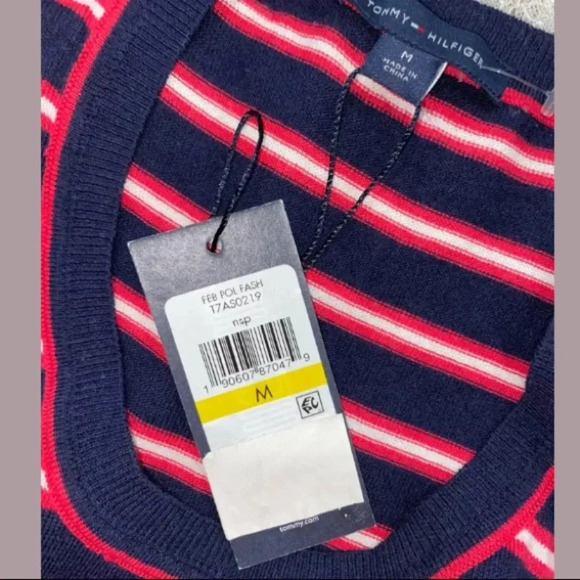 NWT Tommy Hilfiger Stripped knitted top Feb Pol Fash top shirt sleeveless sz m - Picture 4 of 4
